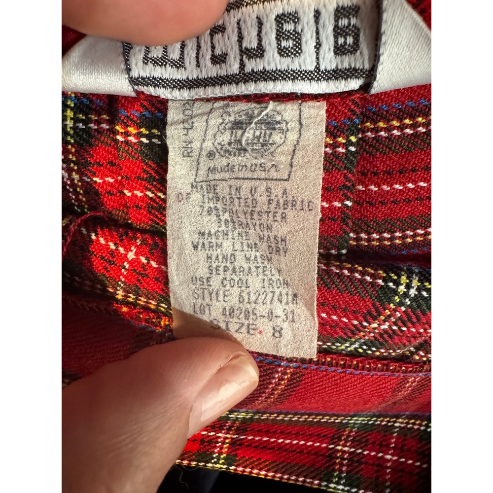 Vintage Michele Red Tartan Plaid Pleated Small Mini Skirt 8 Made in USA Preppy - Picture 5 of 9
